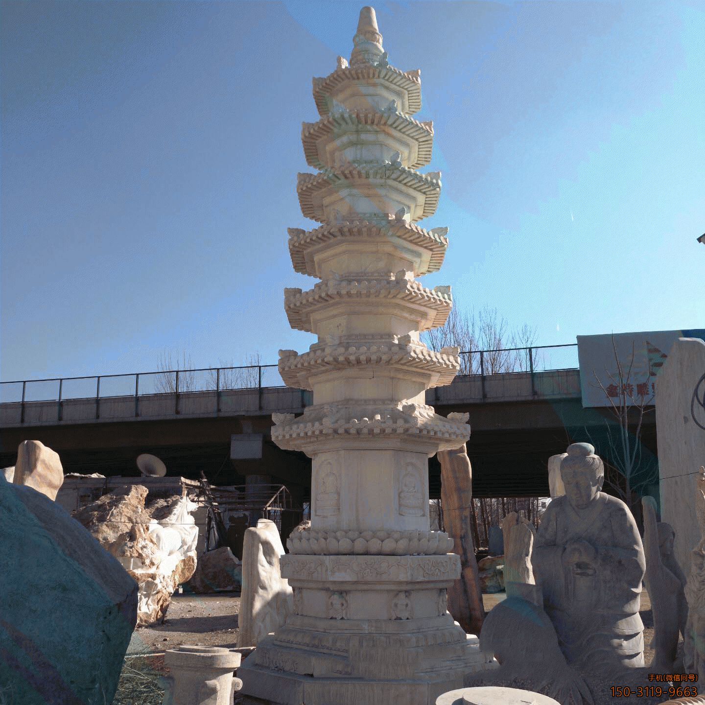 漢白玉佛塔_大理石寺廟石塔雕塑