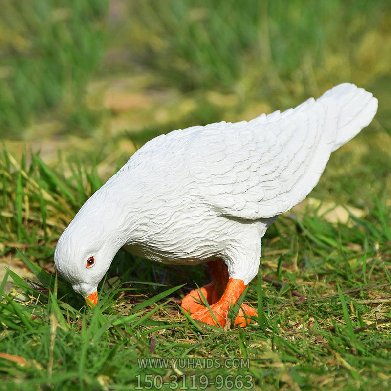 公園戶外景區(qū)創(chuàng)意玻璃鋼仿真覓食鴿子雕塑