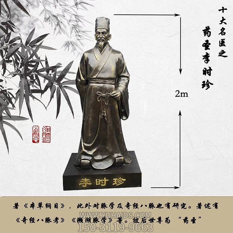 藥圣李時珍雕塑醫院景區人物銅雕擺件