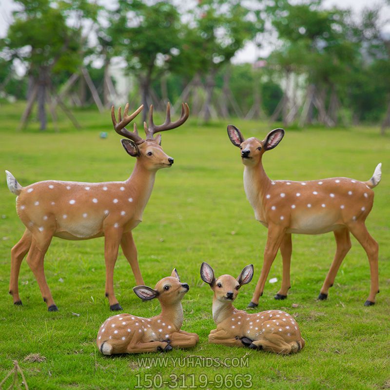 公園玻璃鋼仿真動(dòng)物梅花鹿雕塑