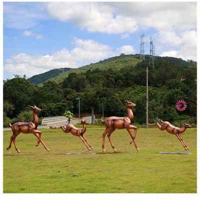 戶外草地銅雕梅花鹿擺件