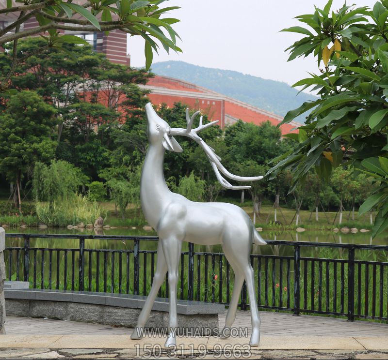 公園創意不銹鋼白鋼鹿雕塑