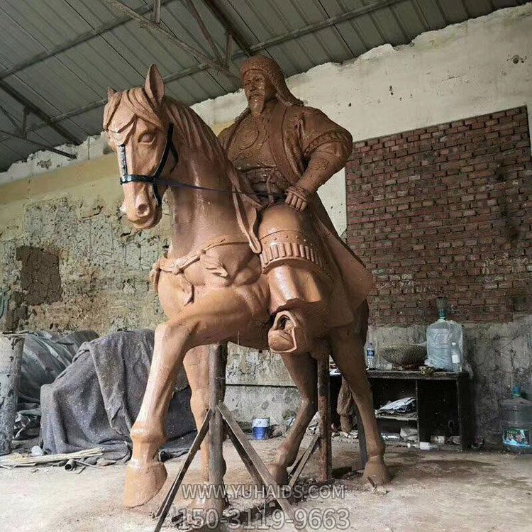 戶外景點泥雕古代將軍騎馬雕像雕塑模型