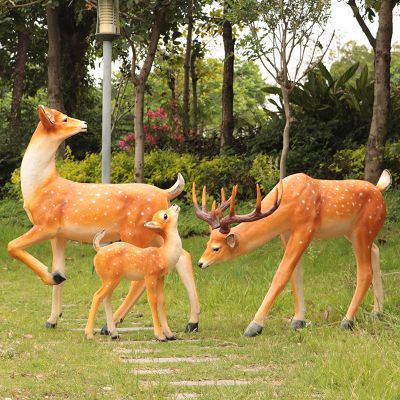 公園不銹鋼創(chuàng)意玻璃鋼梅花鹿雕塑