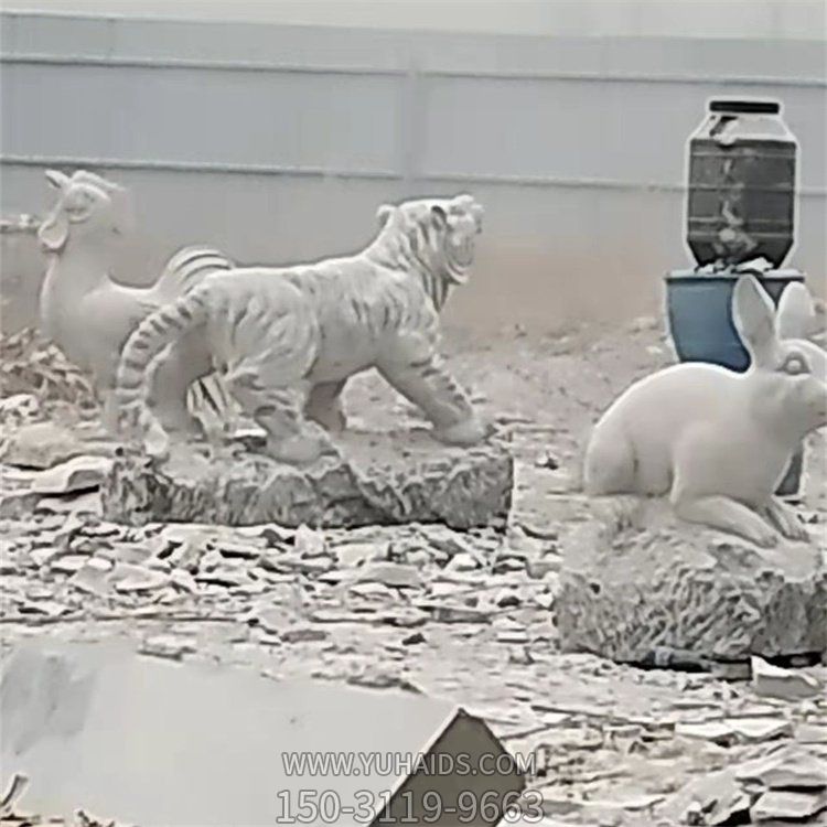 公園戶外大理石雕刻生肖動物 景點裝飾雕塑