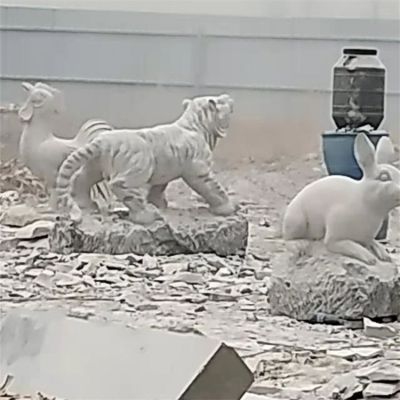 公園戶外大理石雕刻生肖動物 景點裝飾雕塑