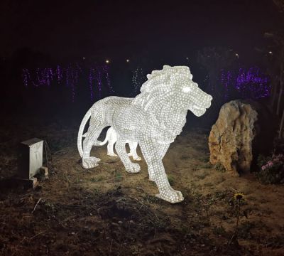 獅子雕塑戶外園林景觀動物不銹鋼照明獅子雕塑