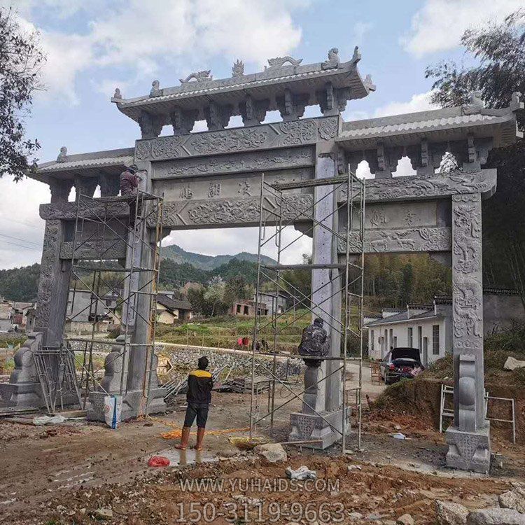 古建寺廟大型景區新農村村口石牌坊雕塑