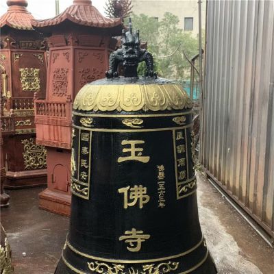 寺院吊鐘塑像 廠家生產(chǎn)大型銅鐘雕塑 定做黃銅鐘擺件 青銅古鐘雕塑