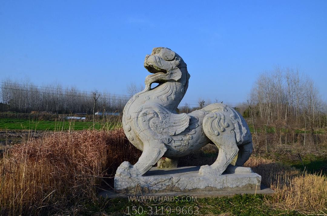 公園擺放的直視的青石石雕創意天祿雕塑