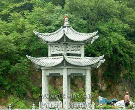 雙層鏤空青石仿古建寺院景區擺放涼亭雕塑