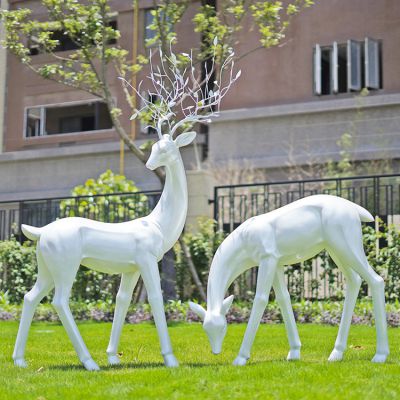 玻璃鋼鹿雕塑 室外白鹿仿銅梅花鹿動物 抽象園林景觀裝飾擺件