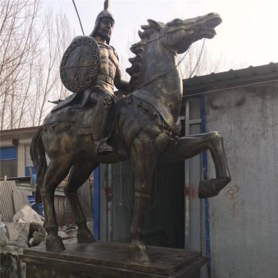 玻璃鋼仿銅將軍騎馬人物雕塑城市廣場景觀雕塑