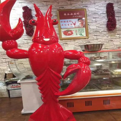 火鍋店大型不銹鋼創意小龍蝦擺件