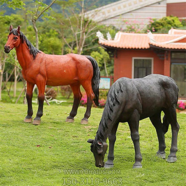 園林玻璃鋼仿銅園林動物景觀馬雕塑