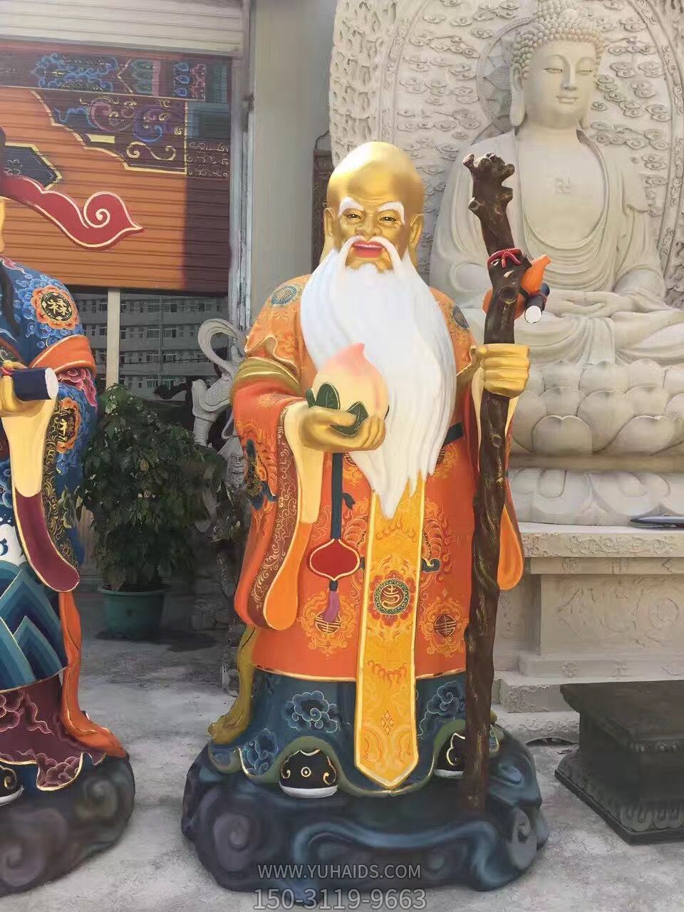 大型玻璃鋼景區壽星人物景觀福祿壽雕塑