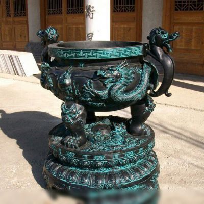 寺廟庭院創(chuàng)意青銅器浮雕鎮(zhèn)宅鼎雕塑