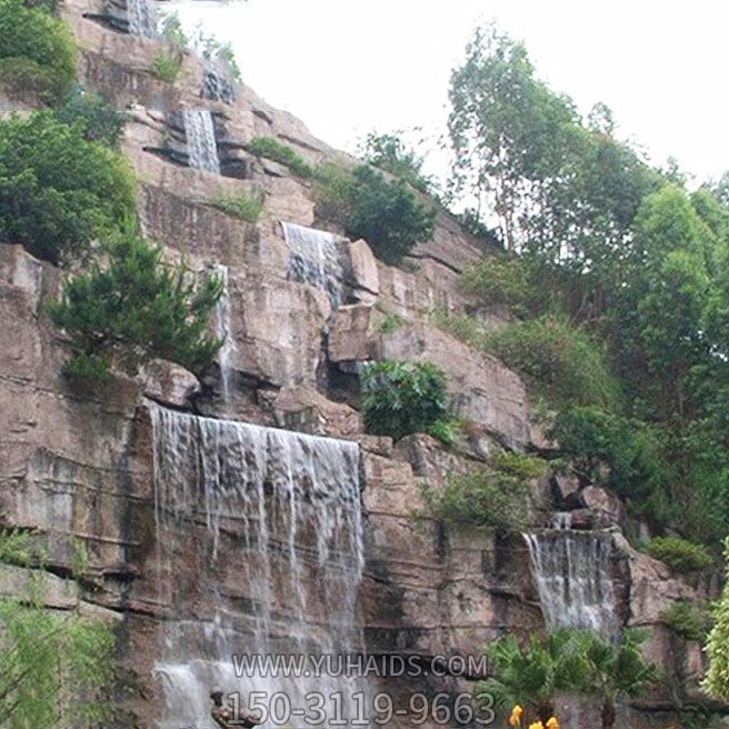 景區園林大型流水瀑布人造假山雕塑