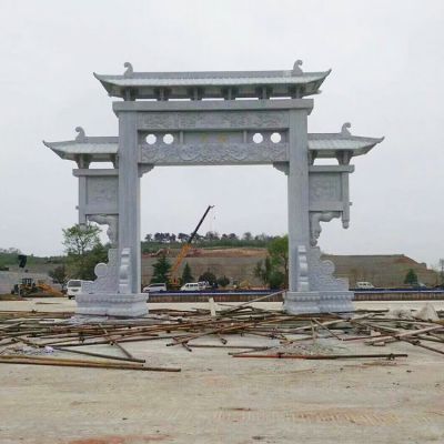 石雕牌坊牌樓單門仿古中式新農(nóng)村建設園林雕塑