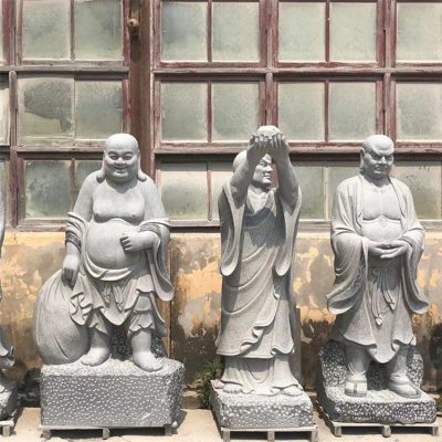 大理石石雕寺廟景區十八羅漢雕像