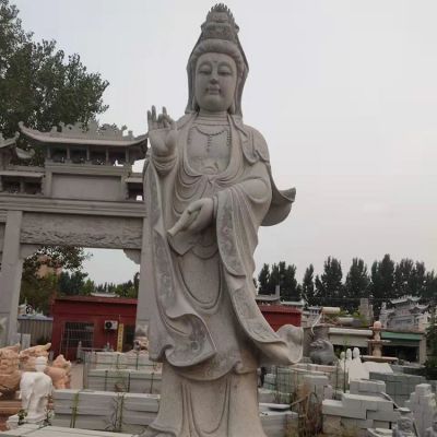 宗教寺廟景區景點大型大理石砂石石雕滴水觀音雕塑