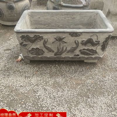 大理石石雕園林庭院長(zhǎng)方形魚(yú)缸