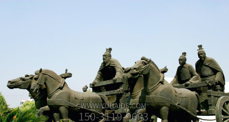 園林景觀仿古青銅馬車雕塑