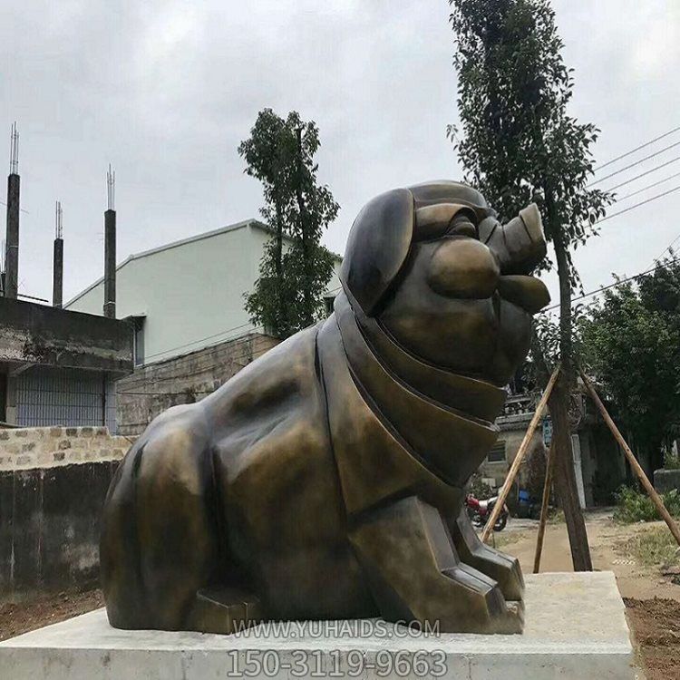 公園廣場創意玻璃鋼仿銅大型十二生肖動物豬雕塑