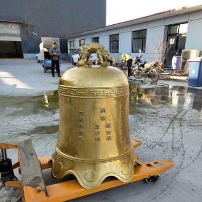 黃銅鑄造寺院戶外裝飾祈福掛鐘銅雕擺件