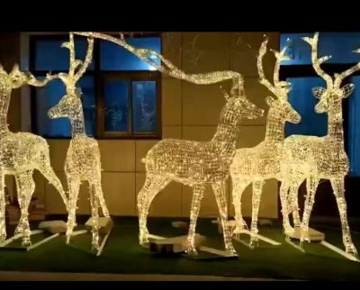 公園不銹鋼鏤空創意太陽能夜晚照明梅花鹿